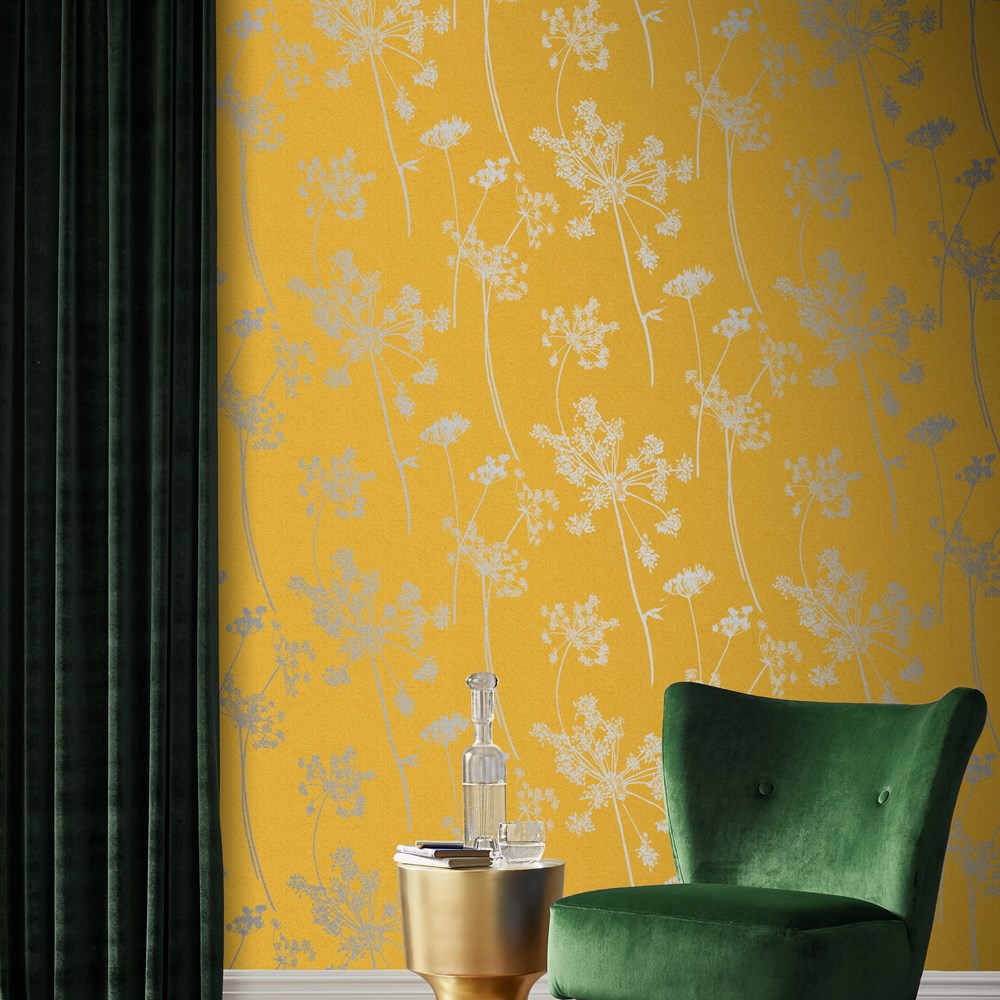 Anthriscus Summer Wallpaper 105578 by Graham & Brown in Yellow